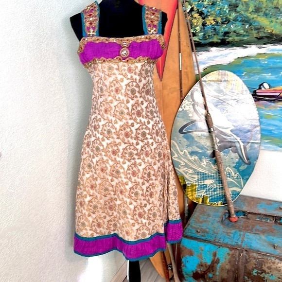 Hand-Made Indian Dress/Anarkali,Stunning,No Zippers, Buttons,Clasps, Size M - Picture 1 of 10